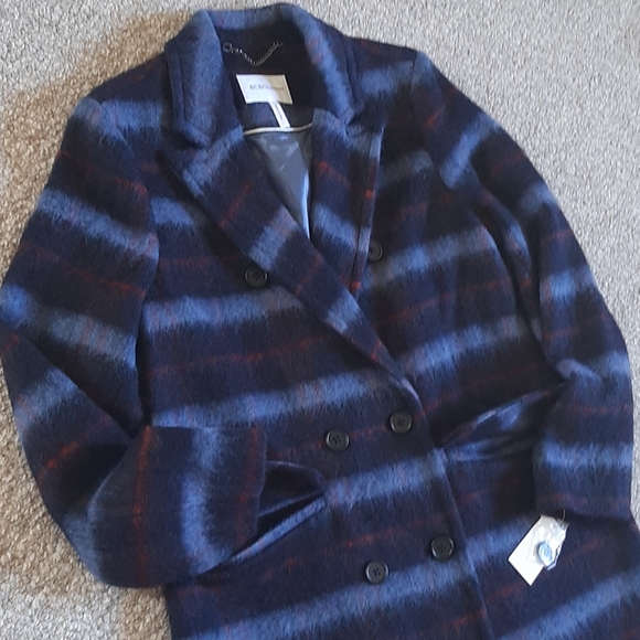 New BCBGeneration Wool Plaid Long Coat. - Picture 8 of 15